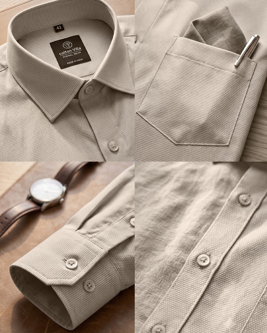 Solid Textured Cotton Shirt
