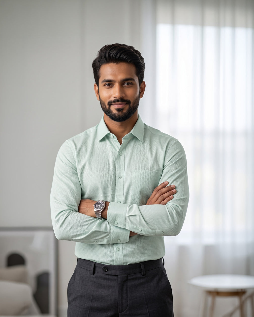 Solid Textured Cotton Shirt