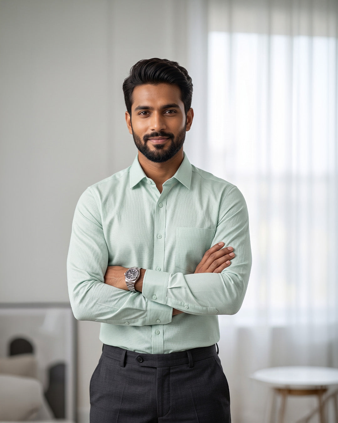 Solid Textured Cotton Shirt