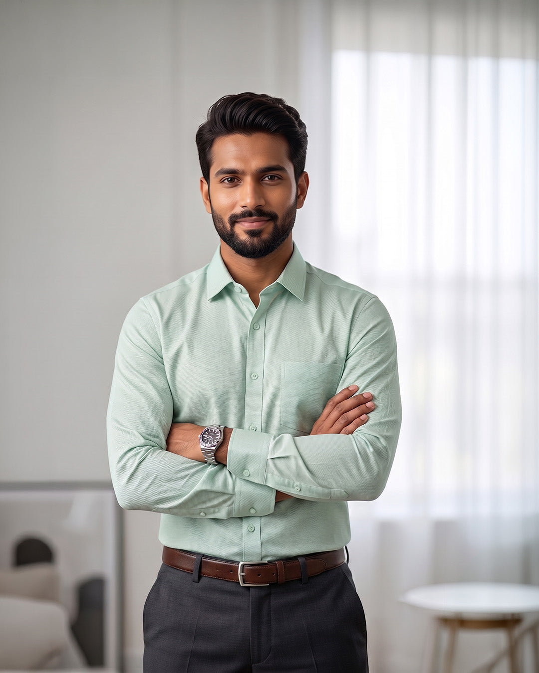 Solid Textured Cotton Shirt