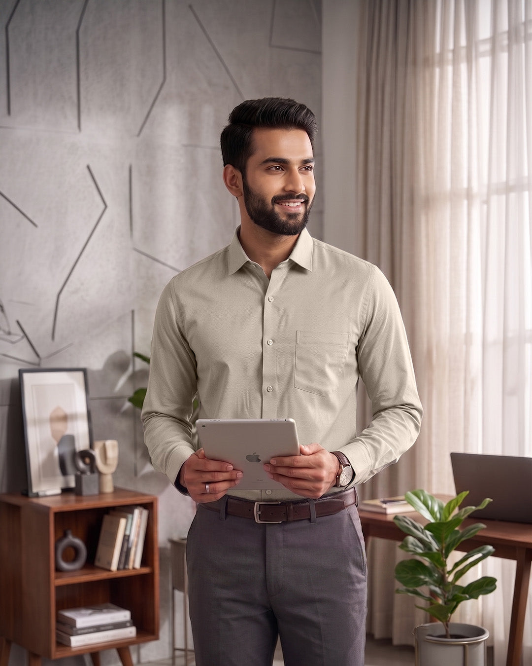 Solid Textured Cotton Shirt